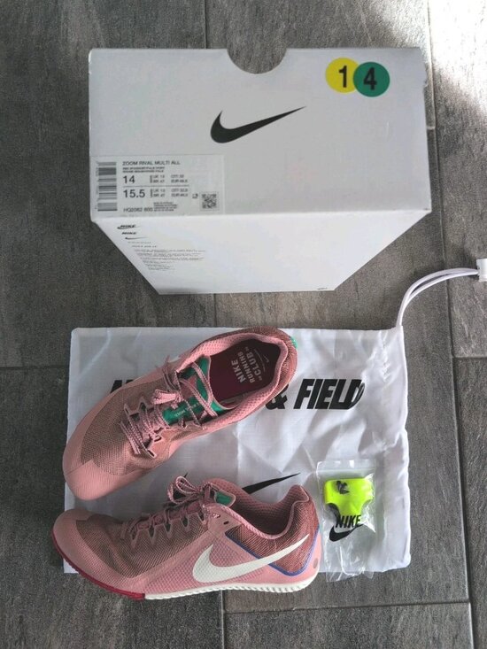 Nike Zoom Rival Multi Men\'s Track and Field Spikes Rose Gold Size 14 HQ2062-600